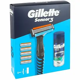 Подарунковий набір для чоловіків Gillette: бритва Sensor3 + змінні катриджі для гоління 5 шт. + гель для гоління Series Sensitive 75 мл - мініатюра 2