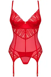 Комплект Obsessive Ingridia corset (Червоний, XS/S) Obsessive 100415; SO9028 96959 - мініатюра 5