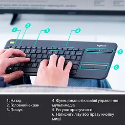 Клавіатура Logitech K400 Plus Touch Wireless Black UA (920-007145) [81156] - мініатюра 6