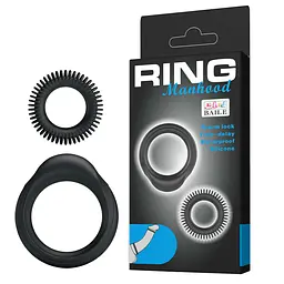 Ерекційні кільця Ring Manhood чорні - мініатюра 1