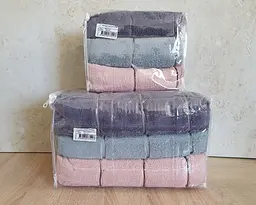 Набір турецьких махрових рушників Cestepe MicroCotton Premium 3 штуки 50x90 + 3 штуки 70х140 Kare 2 щільність 600 г/м2