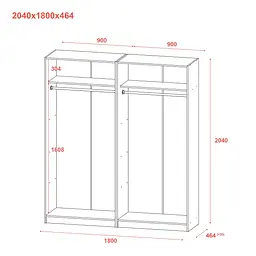 Шафа для одягу Doros Промо Антрацит 2+2 ДСП 180х48х204 (42005333) - мініатюра 9