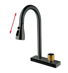 Змішувач для кухні Mixxus FOL-014 Graphite з висувною лійкою та функцією водоспад (MI6342)