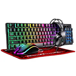 Ігровий комплект Gaming Combo 4-in-1 T-Wolf TF-400 чорний - геймерський набір клавіатура, миша, навушники та килимок для ПК