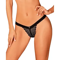 Мереживні трусики із заниженою талією Obsessive Estiqua panties чорні M/L