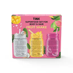 Подарунковий набір Tink Superfood Set Fruit Shake: Гель для душу Гуава та м'ята, 150 мл + Шампунь для пошкодженого волосся Манго та рідкий шовк, 150 мл + Бальзам для сухого та ослабленого волосся Кокос та пшеничні протеїни, 150 мл - мініатюра 3