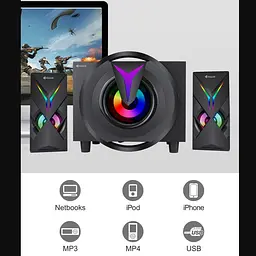 Компьютерные колонки 2.1 Kisonli TM1000U, Bluetooth, AUX, 5W+2x3W - мініатюра 5