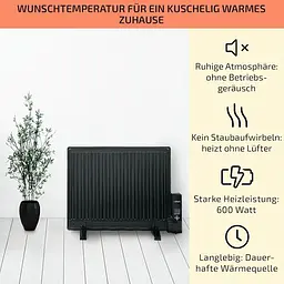 Масляний радіатор oneConcept Wallander 600W (10033099) Чорний - мініатюра 4