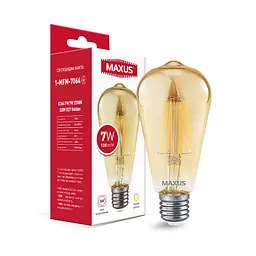 Лампа світлодіодна філаментна Maxus ST64 FM 7W 2700K 220V E27 Golden