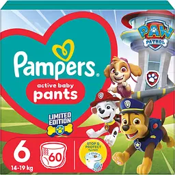Уцінка. Підгузки-трусики Pampers Active Baby Pants Щенячий патруль 6 (14-19 кг) 60 шт.  