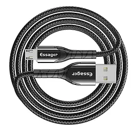 Зарядний кабельс Zinc чорний з підсвічуванням ESSAGER micro USB 2,4 A 1метр