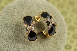 Сережки Xuping Jewelry золотий перетин з чорною керамікою 1,8 см золотисті