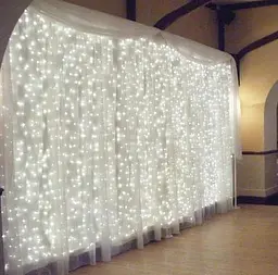 Гірлянда штора Водоспад 3х2.6 м 360 LED (прозорий шнур, з перехідником) Білий світ