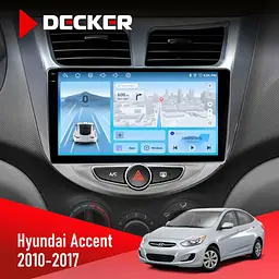 Штатна магнітола Hyundai Accent 2010-2017 Decker D9-010 6x128, DSP, 4G, 2K Decker (НФ-00004667)