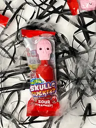 Льодяник з кислою рідиною Halloween Skull Suckers - полуниця 40g