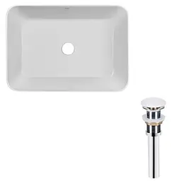 Комплект Qtap Virgo: Раковина накладна прямокутна 490х350х110 мм White + Донний клапан PU02 (QT18112261WN47305)