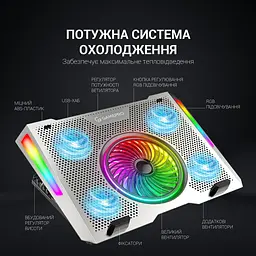 Охолоджувальна підставка для ноутбука GamePro Silver (CP1270) - мініатюра 7