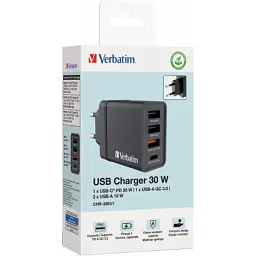 Зарядний пристрій Verbatim USB 30W PD3.0 4-ports black (49700) - мініатюра 7