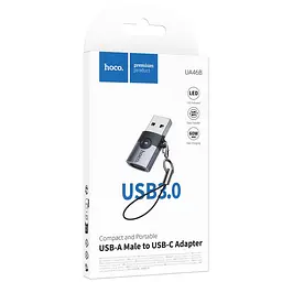 Перехідник Hoco UA46B USB Male to Type-C Female USB3.0 Metal gray - мініатюра 2