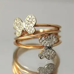 Каблучка метелики з червоного і білого золота з фіанітами 15 K-0068 - мініатюра 6