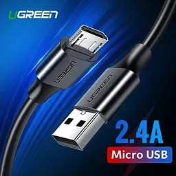 Кабель UGREEN US289 USB 2.0 - micro-USB Nickel Plating 2м чорний (60138) - мініатюра 2