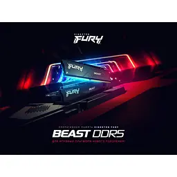 Модуль пам'яті для комп'ютера DDR5 64GB (2x32GB) 5200 MHz Beast Black Kingston Fury (ex.HyperX) (KF552C40BBK2-64) - мініатюра 4