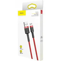 Кабель Baseus Сafule Cable USB to MicroUSB 2.4A 2m CAMKLF-C91 Black-Red - мініатюра 2