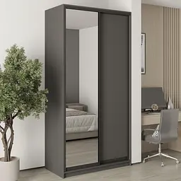 Шафа-купе дводверна MebelStar Уні BG ДСП/Дзеркало 120x45x240 см Антрацит (MBS-10495)