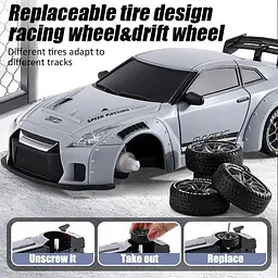 Машинка для дрифта на радіокеруванні Nissan GT-R S815 1:24 4WD з LED-підсвіткою (Сірий) - мініатюра 5