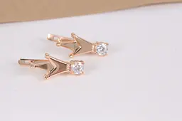 Дитячі золоті сережки корона S-0041 - мініатюра 4