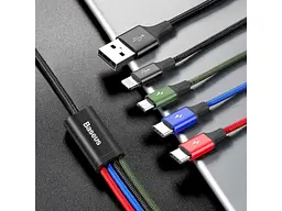 Кабель USB Type-C/Lightning/Micro USB BASEUS Rapid 4-in-1 USB-A to 2xUSB-C/Lightning/Micro-USB 1.2m Black (CA1T4-B01) - мініатюра 5