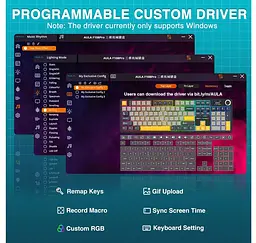 Механічна ігрова клавіатура AULA F-108-Pro Wireless Gasket Keyboard Reaper Switch, 2.4G, BT, Black - мініатюра 13