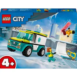 Конструктор LEGO City Карета скорой помощи и сноубордист 79 деталей (60403)