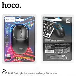 Миша Hoco DI47 Cool світло-флуоресцентна акумуляторна миша 2.4G / BT чорна - мініатюра 2