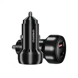 Автомобільний зарядний пристрій Choetech (1USB Type C; 1USB) 60W PD3.0 QC3.0 Black (TC0014) - мініатюра 4
