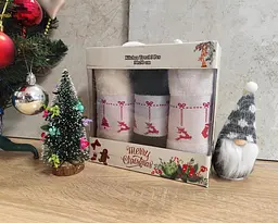 Набір новорічних рушників Gulcan 3 штуки 30x50 Happy New Year 2 - мініатюра 3