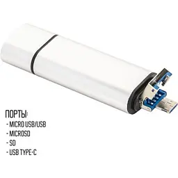 Концентратор XoKo AC-440 Type-C USB 3.0 and MicroUSB/SD Card Reader (XK-AС-440) - мініатюра 4