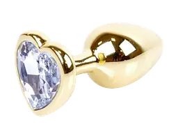 Анальна пробка з кристалом B-Series Jewellery Gold Heart Plug Clear, 7х2,7 см, прозорий