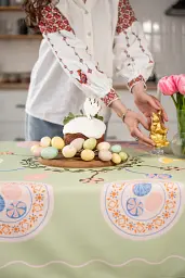 Скатертина «Великодній вінок» зелена 130х170 - мініатюра 8