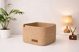 Кошик-органайзер для зберігання на полицю з джуту 20×20×15 см