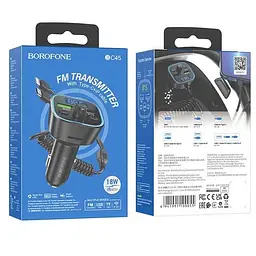 Автомобільний FM модулятор (трансмітер) Borofone Eminency USB QC3.0 Type-C- Lighting USB Дисплей (BC45) - мініатюра 5