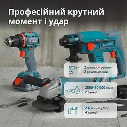 Konner & Sohnen Набір із трьох аккумуляторних інструментів Konner&Sohnen KS RHAGD 20V SET 3 PLUS 20В шурупокрут, шліфувальна машина кутова KS AG20V-125VR, перфоратор KS RH20V-22-4, ЗП 43А 43А. - мініатюра 4