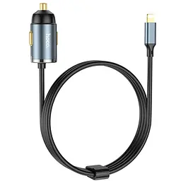 Адаптер автомобільний HOCO Lightning Cable car charger NZ7 1USB 20W сірий