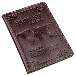 Шкіряна обкладинка на паспорт з карткою та рамкою SHVIGEL 13983 коричнева
