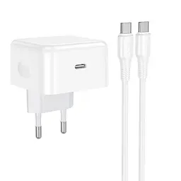 Адаптер сетевой HOCO C to C cable Speed ​​single port PD charger set C161A 1Type-C, 40W/3A, PD/QC
