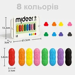 Воскові олівці Mideer у вигляді квасолі 8 кольорів (MD6219) - мініатюра 4