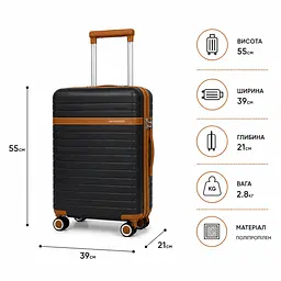 Валіза Madisson 63703 мала 37л чорна (63703-S-Black) - мініатюра 2