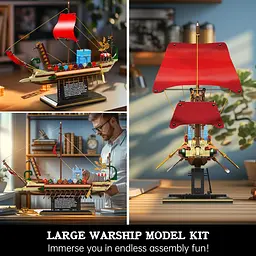 Конструктор корабель MOULD KING римська галера Roman Imperium Warship 1466 деталей - мініатюра 5