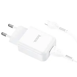 Зарядний пристрій Hoco N2 USB білий + кабель USB to Lightning - мініатюра 3