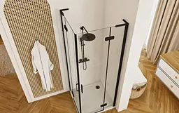 Душова кабіна Rea Hugo 100x100 black підвійна REA-K6602, Чорний матовий, Універсальна, прозрачний, Чорний матовий - мініатюра 5